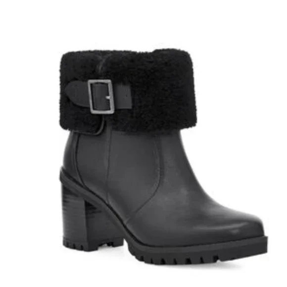 Ugg Elisiana Leather Boots in Black Size 5 - Picture 2 of 9
